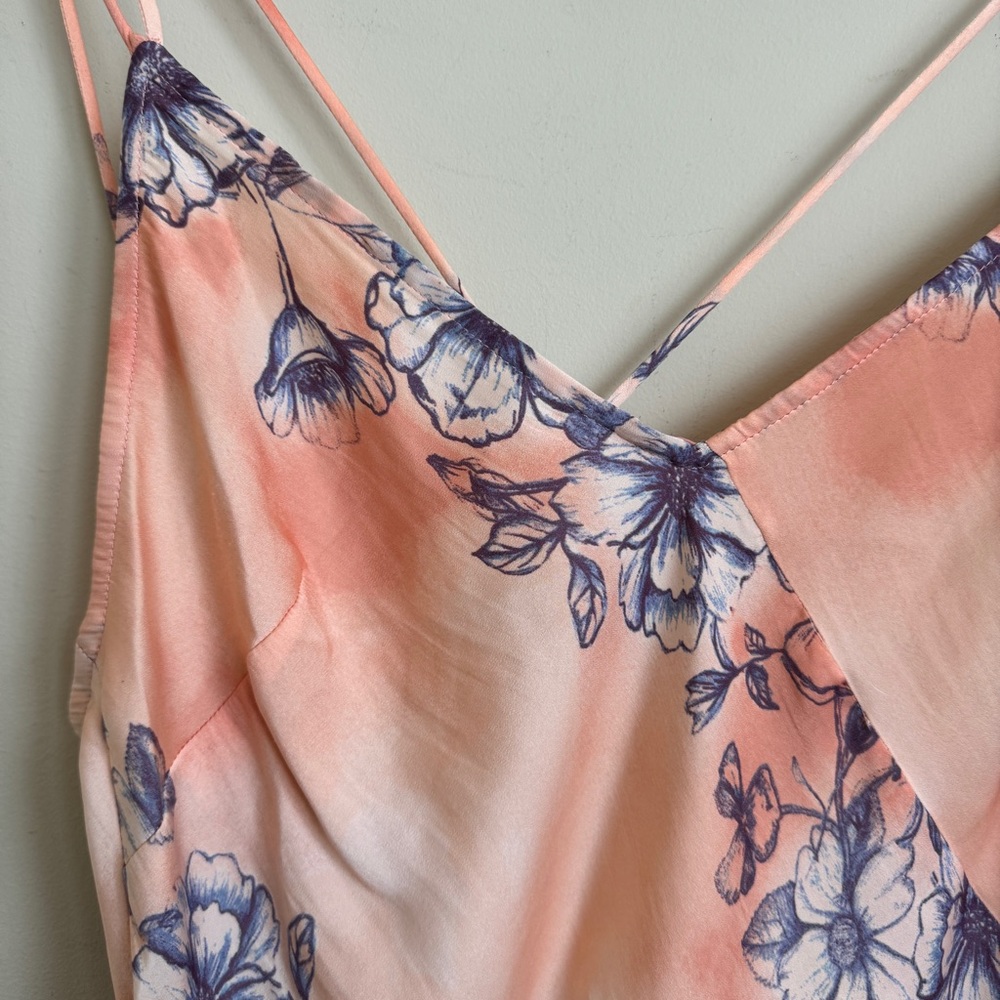 Intimately Free People Cassie Girl Satin Floral Slip Dress Orange Combo - Medium - Picture 12 of 16